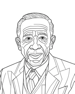 Frederick McKinley Jones, simple line art, one line, line art, white background, cartoon style, coloring book style on white background, well composed, clean coloring book page, No dither, no gradient, strong outline, No fill, No solids, hand drawn