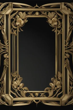 Gold art deco delicate picture frame on a black background