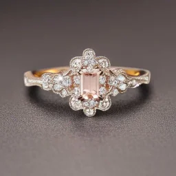 diamond and morganite ring, art noveau, filigree, floral, breathtaking, highly ornate, delicate, intricate, photorealistic, high fashion, fine jewellery, luxury, designer