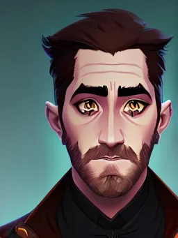 Portrait of a 30 year old strange gay warlock like Jake Gyllenhaal