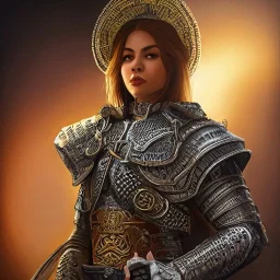 portrait,"Insanely detailed photograph of an armored mariachi warrior with sword", intricate chainmail charo,large Sombrero,elegant, detailed D20 flair, digital painting, artstation, concept art, smooth, sharp focus, illustration, art by artgerm and greg rutkowski and alphonse mucha, 8 k