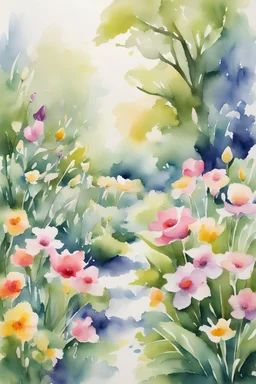 "Capture the beauty of spring flowers and gardens in a stunning watercolor painting. Let the vibrant colors of nature inspire you as you create a masterpiece that celebrates the beauty of the season. Use your imagination to depict the lush greenery, delicate blooms, and the tranquility of a spring garden. Let the beauty of nature flow from your brush onto the canvas, and create a work of art that reflects the stunning allure of springtime."