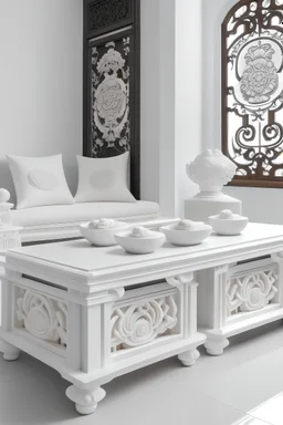 aesthetic furniture white colour inspired by Malaysian traditional kueh Putu Perak