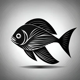 2d logo of fish black and white logotype style accurate to real fish Angelfish deep ocean fish