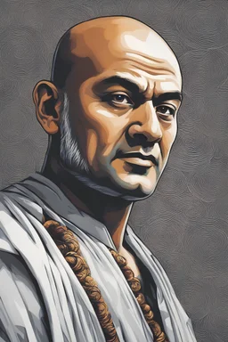 Portrait Art **Featured Art:** **Dynamic Composition**: Experiment with dynamic compositions and perspectives to imbue the portrait with energy and vitality. Incorporate swirling patterns or dynamic brushstrokes to convey the complexity and dynamism of Chanakya's ideas and principles. **Appearance:** thought-provoking portrait ideas that could highlight Chanakya's influential philosophies in an ethical way. The goal would be highlighting Chanakya's intellectual contributions in a thought-provoki