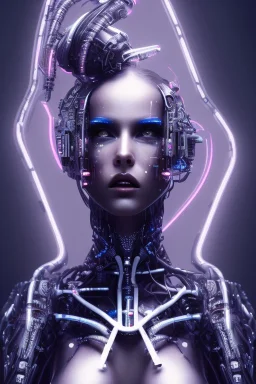 cyberpunk, black latex body, women, body portrai, big boobs, highlight eyes perfect, skin, tron, cyborg, perfekt sexy, real, dream, hr giger