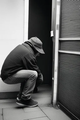 someone crouched in a corner scard