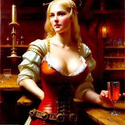 fullbody portrait 'beautiful face blonde massiveboobs medieval wench on tavern in medieval city',painting by gaston bussiere, greg rutkowski, yoji shinkawa, yoshitaka amano, tsutomu nihei, donato giancola, tim hildebrandt, oil on canvas, cinematic composition,sharp image, extreme detail,((fit full head inside picture)),32k