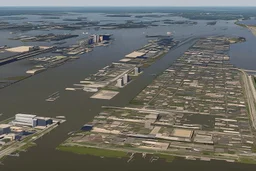 A new orleans style port city on a river delta