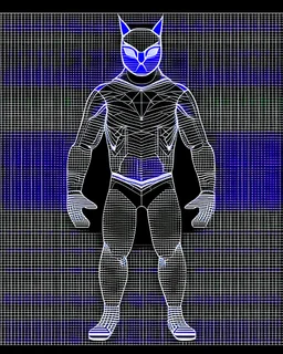 Catman, аrte lineal, fondo negro, cuerpo completo