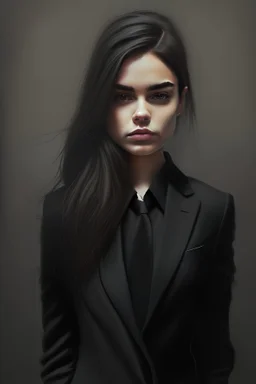 girl wearing black suits