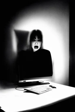 solana king liquidation flush shadow face in a dark room looking at computer oracle of delphi seeing the future in the style of surrealism black and white