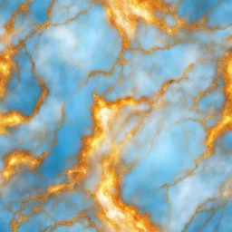 Hyper Realistic Sky-Blue, Golden-marble-background with glowing-embers & white-claw-marks vignette-effect