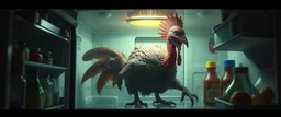 turkey demon in the fridge in the style of fantasy art