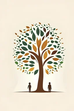 simple logo of tree with people life in illustration