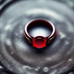 a red stone ring on a pedal, Macro lens, highly detailed