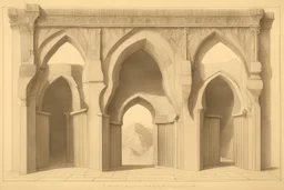 a hemimorphote gothic_arab gate in a cerussite wall