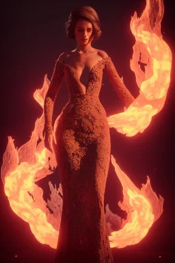 portrait of Clara prince set in fire, cinematic lighting, photorealistic, realistic, detailed, volumetric light and shadow, hyper HD, octane render, unreal engine 5 insanely detailed and intricate, hypermaximalist, elegant, ornate, hyper-realistic, super detailed --v 4