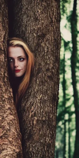 portrait of a very beautiful lady behind in a burnt tree, picture, details, texture, brown eyes, freckles, white hair, dangerous, playful, mountains, nature, flowers, fire, street style, 80s fashion, retro, classic, casual, Queen Catherine , magenta, aqua, abstract