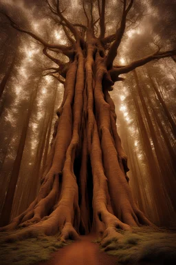 Picture an ent standing tall amidst a forest of ancient trees, its weathered bark bearing the marks of countless years. Its eyes, deep and wise, gaze out with a serene understanding of the world's rhythms and secrets