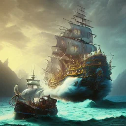 Pirate, 3D, Octane Render, high detailed, intricate details, perfect composition, beautiful detailed intricate insanely detailed octane render trending on artstation, 8 K artistic photography, photorealistic concept art, soft natural volumetric cinematic perfect light, chiaroscuro, award - winning photograph, masterpiece, raphael, caravaggio, greg rutkowski, beeple, beksinski, giger, perfect composition, beautiful detailed intricate insanely detailed octane render trendi