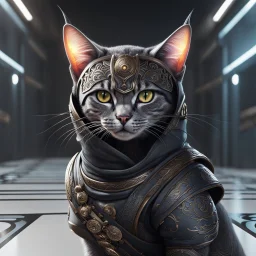 Gráfica lineal de un gato como un Ninja, calidad ultra, hiperdetallado, increíble obra de arte, 8k