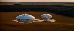 Tic-Tac shaped alien spaceship floating 50 meters off the ground in Alberta, cinematic, Fuji Film, Anamorphic lens, deep depth of field