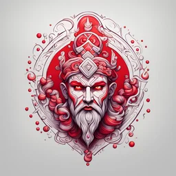 The picture is a minimalist drawing, on a pure white background. Content is a red and black background for the tattoo "Slavic god Perun" Candy art style! Candyland art!! “ digital illustration” postmodernism, artstation, poster art, dynamic lighting, cel-shaded, ray tracing reflections
