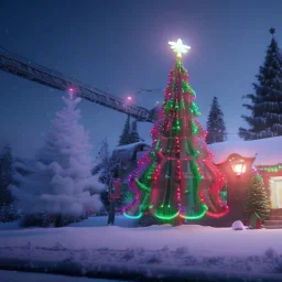 yılbaşı,neon,santa unreal engine 5, 8k