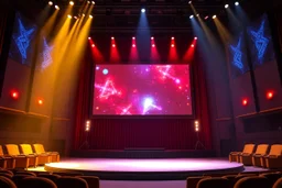 luxury large teater stage with flash animation light and lcd big screen in baground