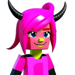 ROBLOX character pink hair with horns