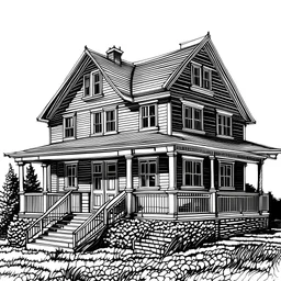 renovated home design, clipart. black and white, liner