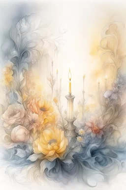 magic Watercolor, color, flowers, candles, purification from ghosts, subtle black ink drawing, several landscapes, collage, fog, many details,delicate sensuality, realistic, high quality,3d, work of art, hyperdetalization, professionally, filigree, hazy haze, hyperrealism, professionally, transparent, delicate pastel tones, backlight from behind, contrast, fantastic, fabulous, unreal, translucent, glowing,clear lines, horror,epic, hyperrealism.