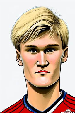 Martin Odegaard Norwegian football player ,cartoon 2d