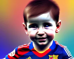 Lionel Messi as a baby, baby face portrait, smile, 8k resolution