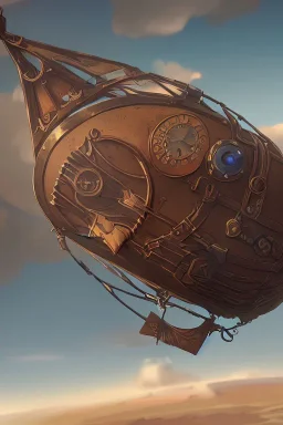 steampunk zeppelin crashed in the desert