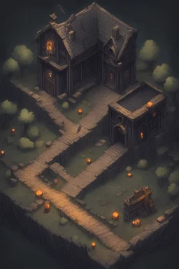 In this realistic world inspired by Path of Exile and Diablo 2,isometric landscape full of dark
