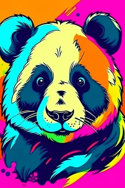 Panda bear, cartoon style, vibrant colors.