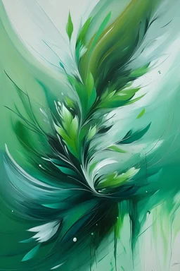 green novia, art painting, elegant, canvas, abstract, high grade, botanical