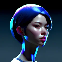 digital art minimal beautiful artistic asian girl bob haircut head unreal engine