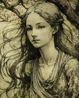 young woman, Arthur Rackham