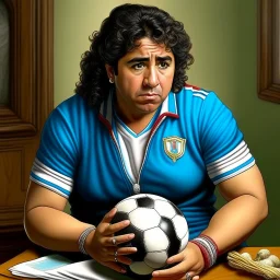 Create a highly realistic 3D scene. An detailed Realistic of Play Football Diego Maradona transforming her into a woman with the same specifications as the attached image. The method of transforming the painting in full detail. A comedic and funny touch. Ultra wide angle. Extremely realistic fine details. Highly realistic detailed display. Great full presentation and amazing drawing style. Transfer the full detailed drawing of the image at a wide and precise angle. Inspiri
