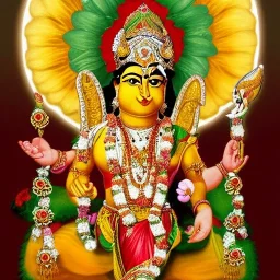 indian god of flowers decorate with fine jewelry and gold