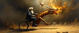 master oil painting by Rembrandt, magic trike man, the dragon potato