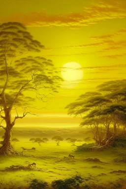 A yellow savanna in the sunlight painted by Francis Danby