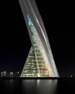 Edificio de concreto, ventanales de vidrio, estilo Zaha Hadid, calidad ultra, hiperdetallado, 8k, 3D