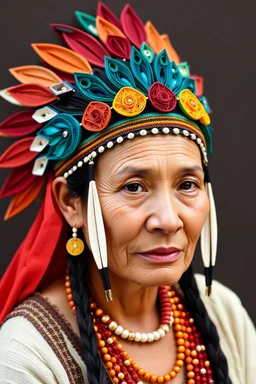 Indian woman with headdress quilling