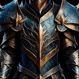 Closeup of an old, lightweight Mithril-Armor made by elves. Evil. Dark. Black magic. No detailed background.Magical. Epic. Dramatic, highly detailed, digital painting, masterpiece