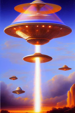 Very beautiful ufo, futurist, intergalactic, mother ship, ashtar command, interdimensionnal, rainbow