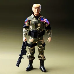 G.i. Joe toy camouflage doll Donald Trump face with boots full body in package high resolution 2019, in a box with gun